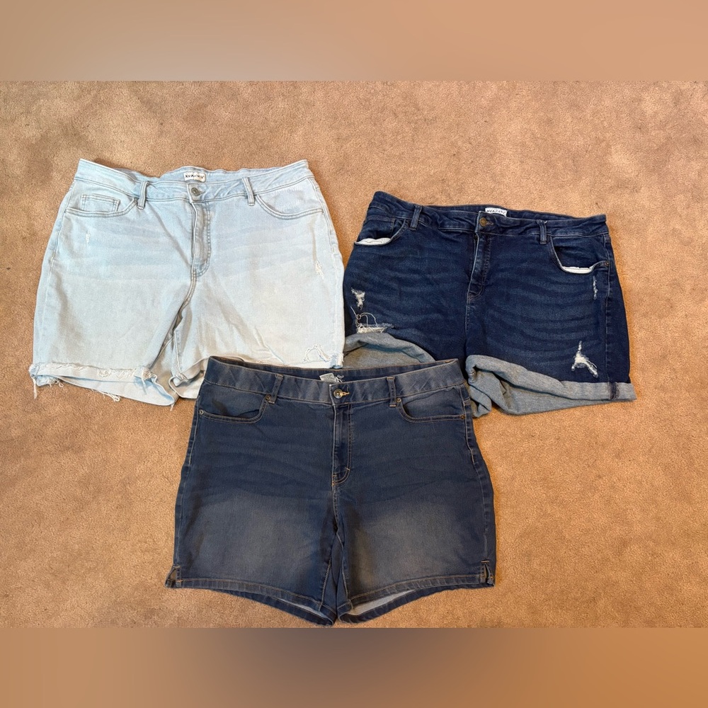 Stylish Denim Women's Shorts - Light Blue, Dark Blue